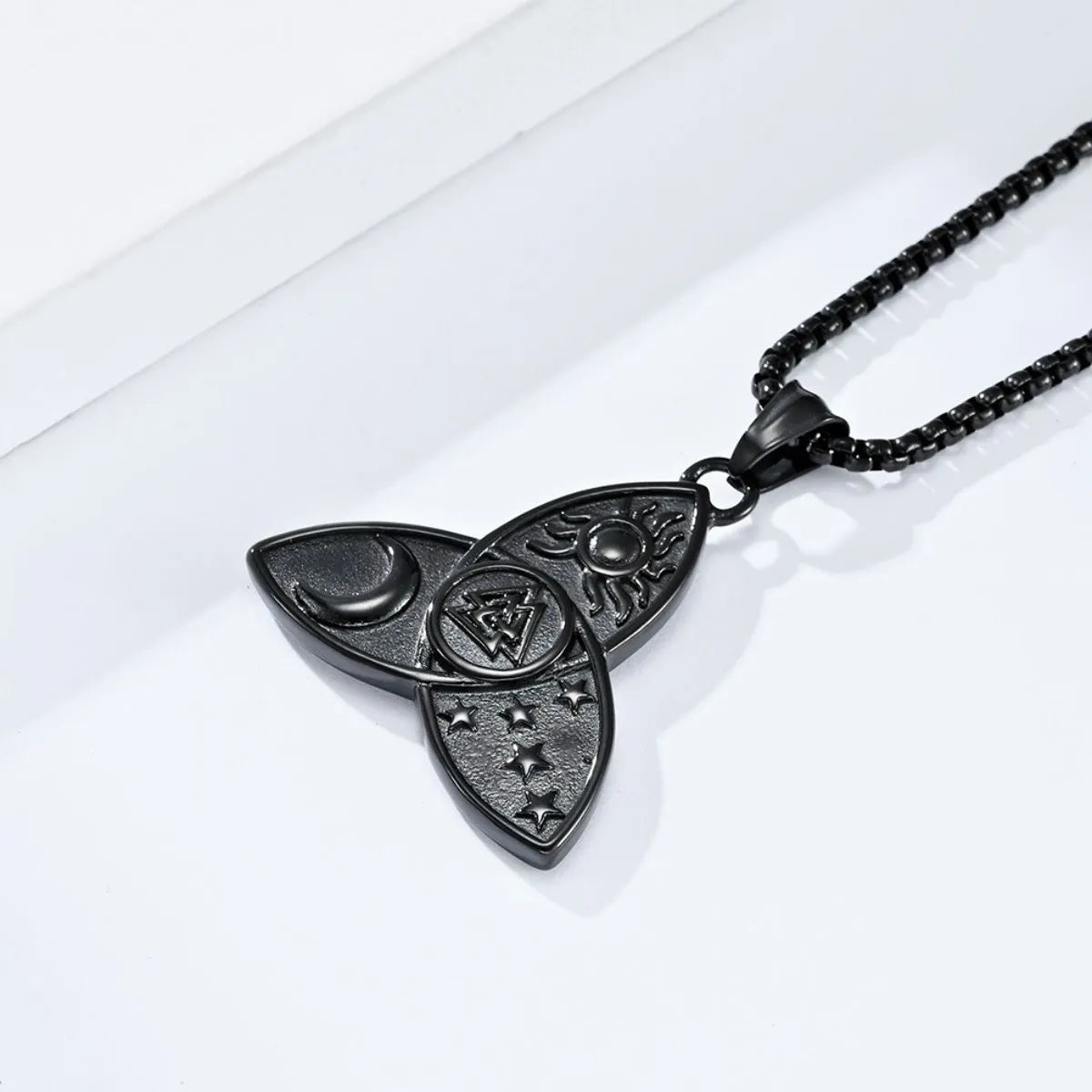 Celtic Knot Sun Moon Star Valknut  Sterling Silver Pendant