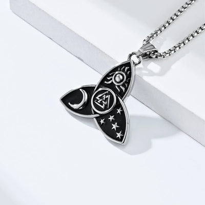 Celtic Knot Sun Moon Star Valknut  Sterling Silver Pendant
