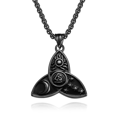 Celtic Knot Sun Moon Star Valknut  Sterling Silver Pendant
