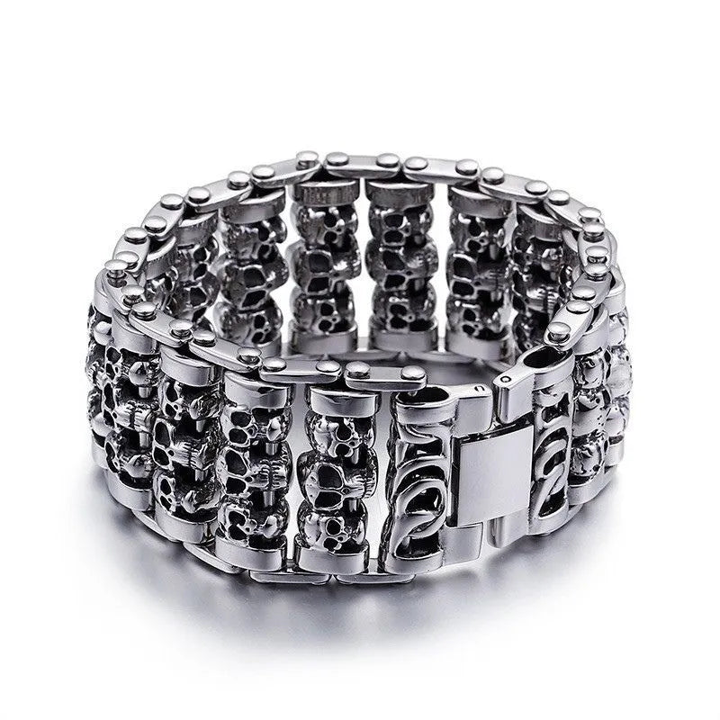 Punk Skull Sterling Silver Bracelet