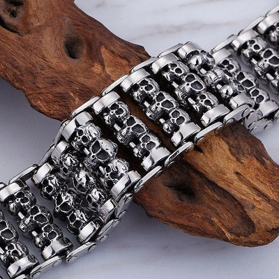 Punk Skull Sterling Silver Bracelet