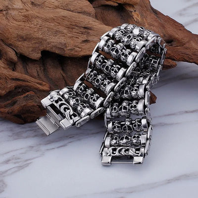 Punk Skull Sterling Silver Bracelet