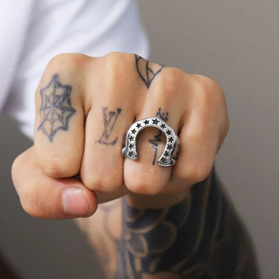 Punk U-Shaped Star  Sterling Silver Ring