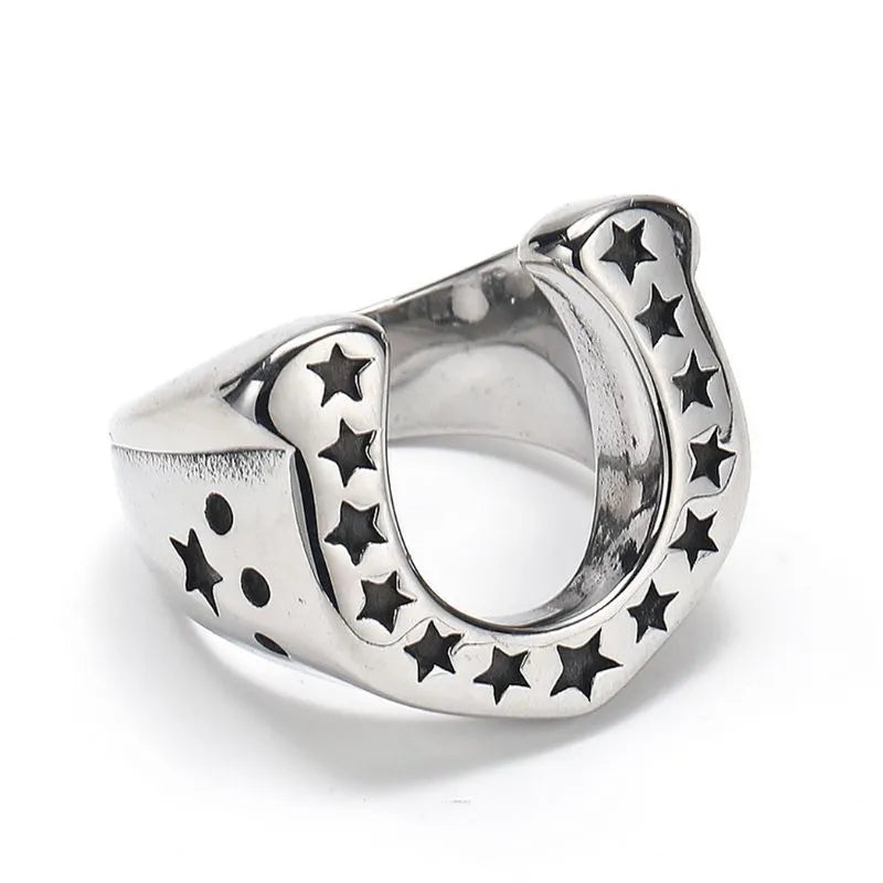 Punk U-Shaped Star  Sterling Silver Ring