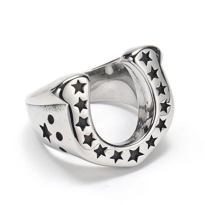 Punk U-Shaped Star  Sterling Silver Ring
