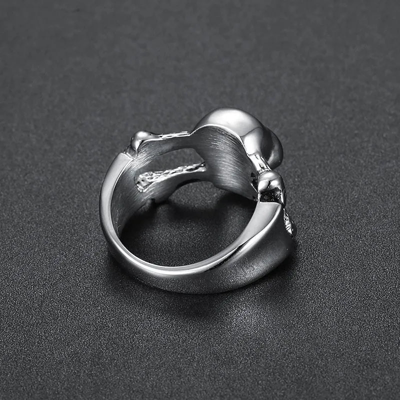 Vintage Gothic  Sterling Silver Skull Ring