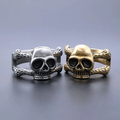 Vintage Gothic  Sterling Silver Skull Ring
