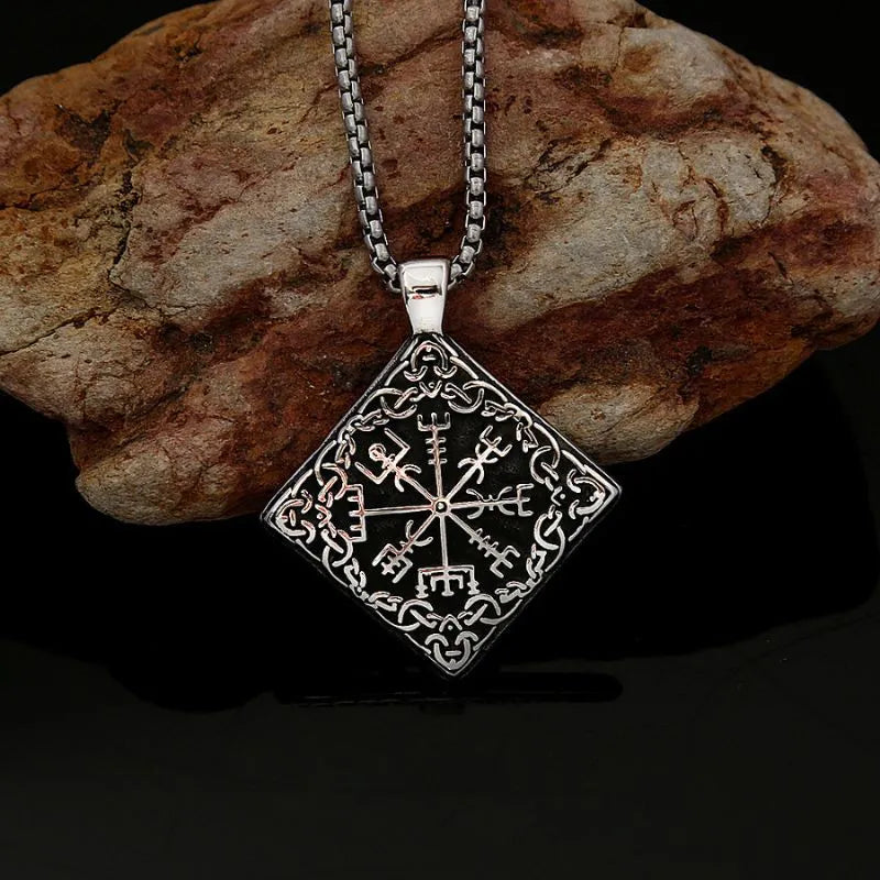 Viking Compass   Sterling Silver Pendant Necklace