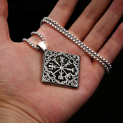 Viking Compass   Sterling Silver Pendant Necklace