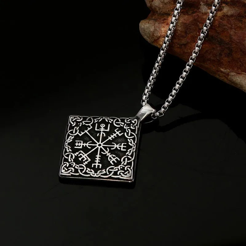 Viking Compass   Sterling Silver Pendant Necklace