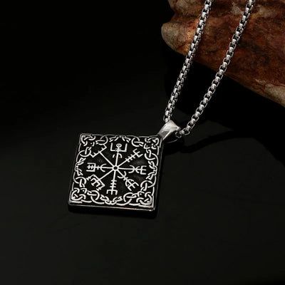 Viking Compass   Sterling Silver Pendant Necklace