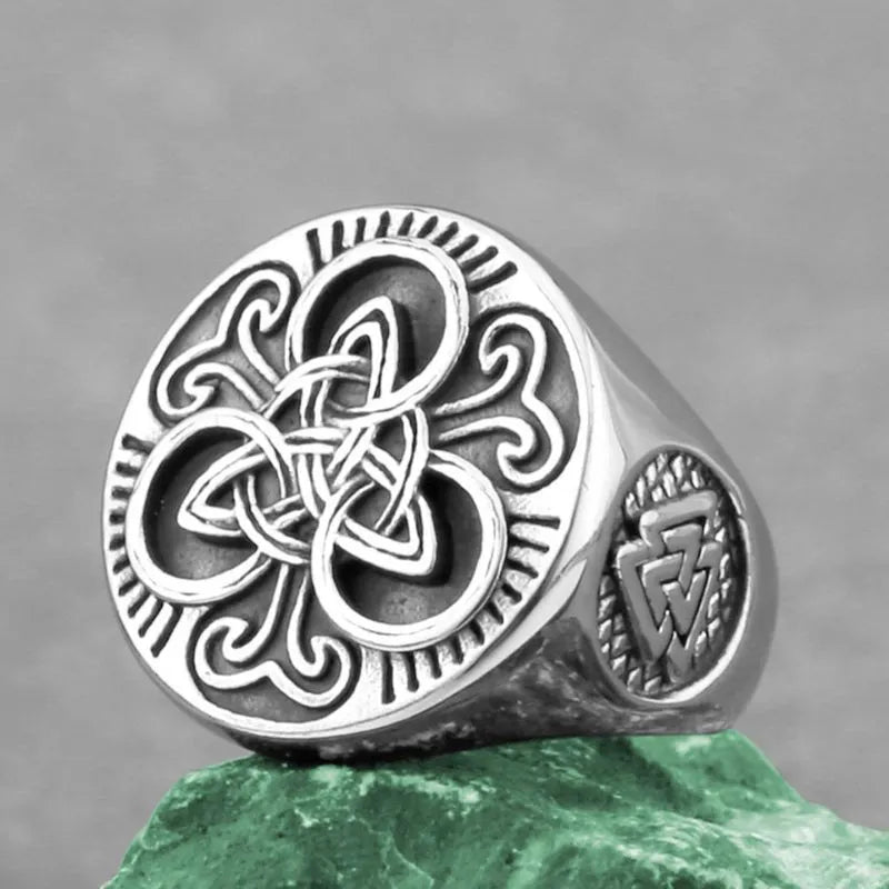 Viking Odin Valknut  Sterling Silver Ring