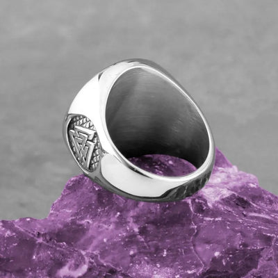 Viking Odin Valknut  Sterling Silver Ring