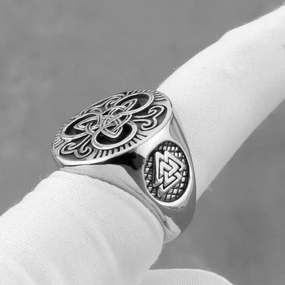 Viking Odin Valknut  Sterling Silver Ring