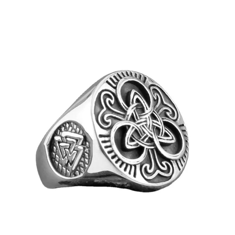 Viking Odin Valknut  Sterling Silver Ring
