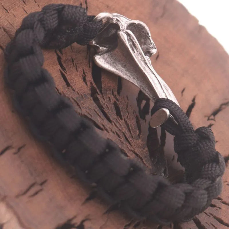 Viking Raven Skull Hand-woven Bracelet