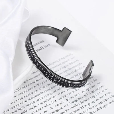 Viking  Rune C-shaped Sterling Silver Bracelet