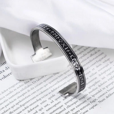Viking  Rune C-shaped Sterling Silver Bracelet