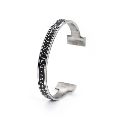 Viking  Rune C-shaped Sterling Silver Bracelet