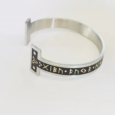 Viking  Rune C-shaped Sterling Silver Bracelet