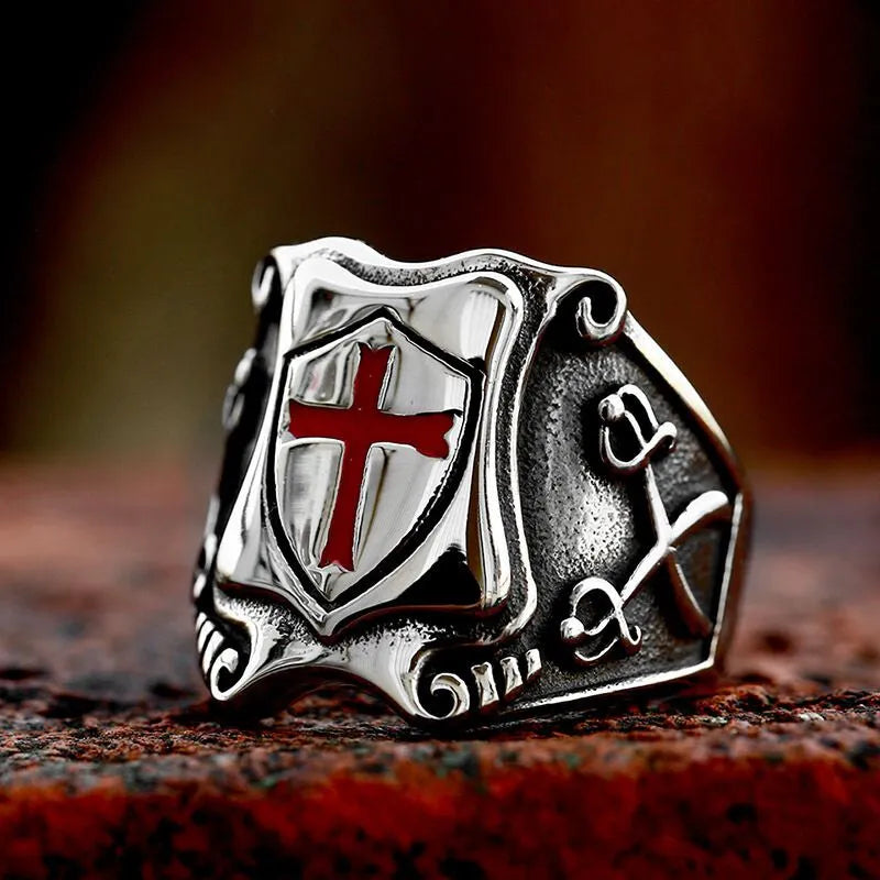 Viking Shield Cross  Sterling Silver Ring