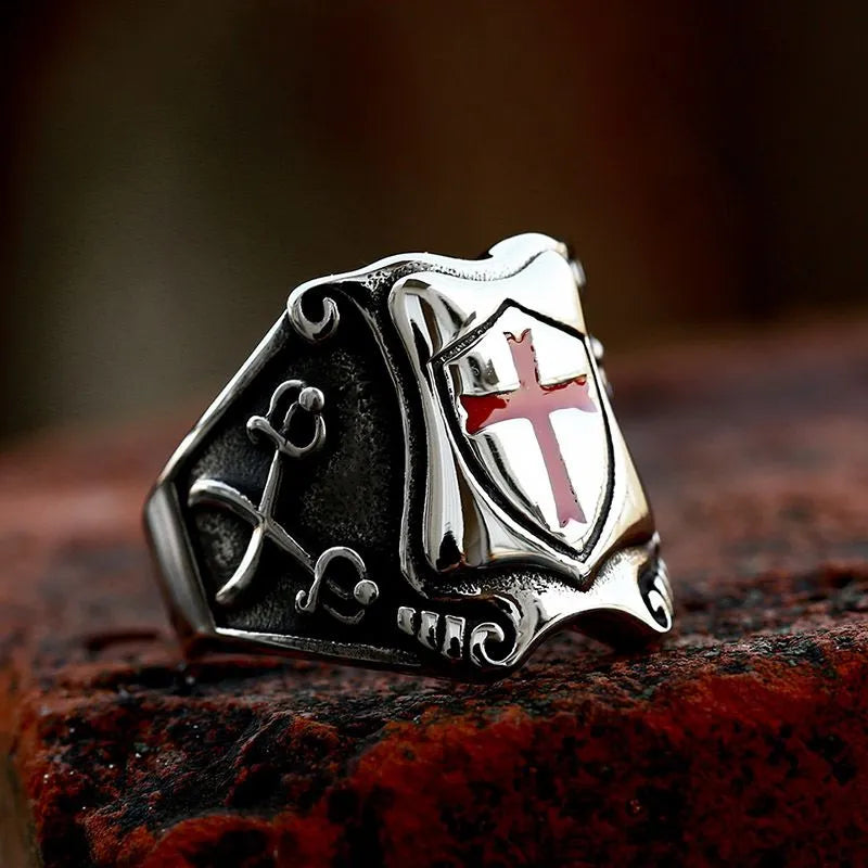 Viking Shield Cross  Sterling Silver Ring