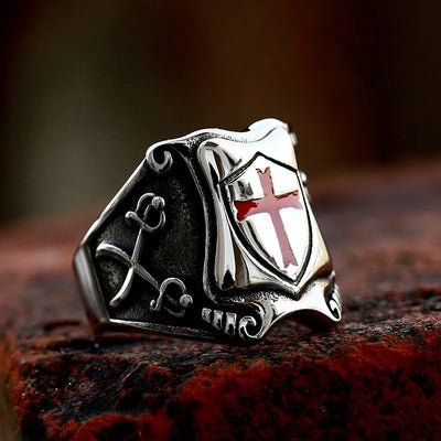 Viking Shield Cross  Sterling Silver Ring