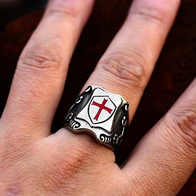 Viking Shield Cross  Sterling Silver Ring