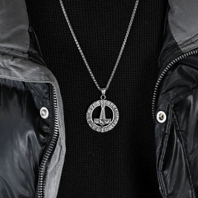Viking Thor Hammer Rune Pendant Necklace