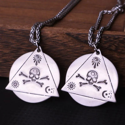 Viking Triangle Demon Eye  Sterling Silver Pendant Necklace
