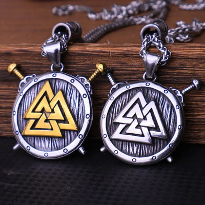 Viking Triangle Demon Eye  Sterling Silver Pendant Necklace