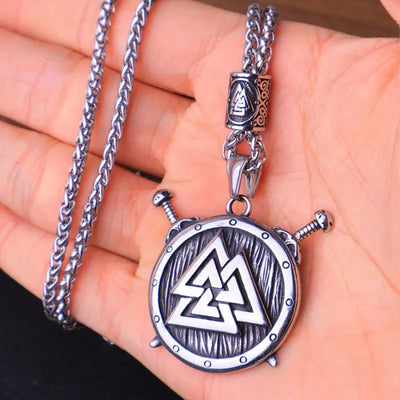 Viking Triangle Demon Eye  Sterling Silver Pendant Necklace