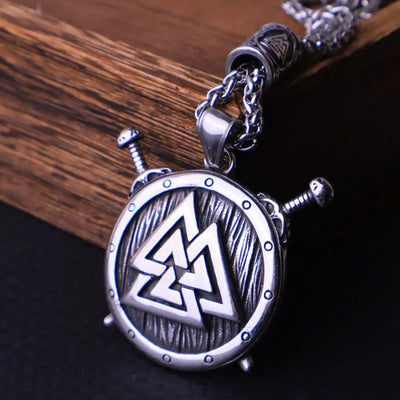 Viking Triangle Demon Eye  Sterling Silver Pendant Necklace