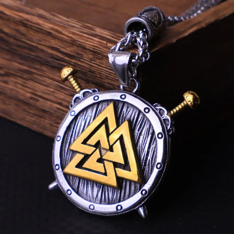 Viking Triangle Demon Eye  Sterling Silver Pendant Necklace