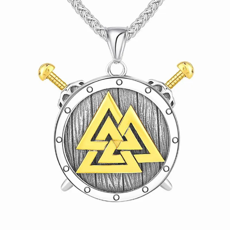 Viking Triangle Demon Eye  Sterling Silver Pendant Necklace