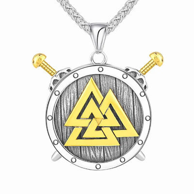 Viking Triangle Demon Eye  Sterling Silver Pendant Necklace