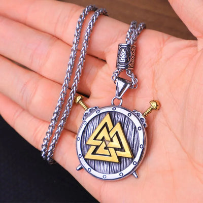 Viking Triangle Demon Eye  Sterling Silver Pendant Necklace