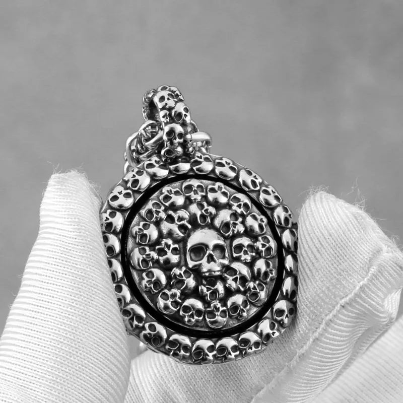 Viking Vintage Skull  Sterling Silver Pandant