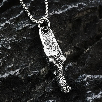 Vintage Alligator Head  Sterling Silver Pendant