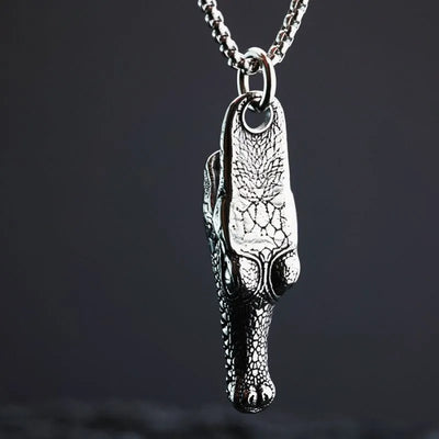 Vintage Alligator Head  Sterling Silver Pendant