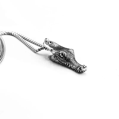 Vintage Alligator Head  Sterling Silver Pendant