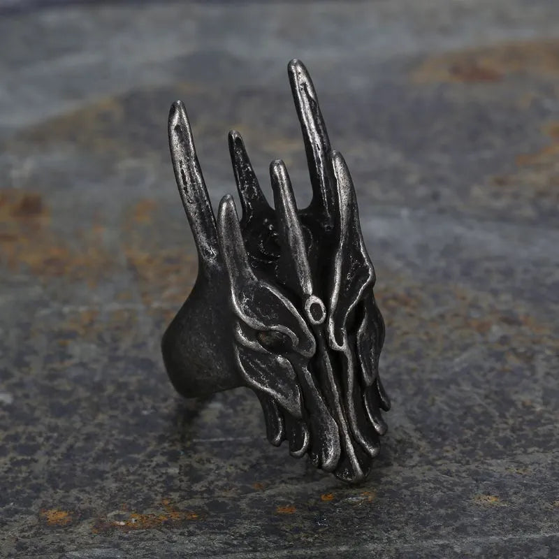 Vintage Brass Knuckles Skull  Sterling Silver Ring