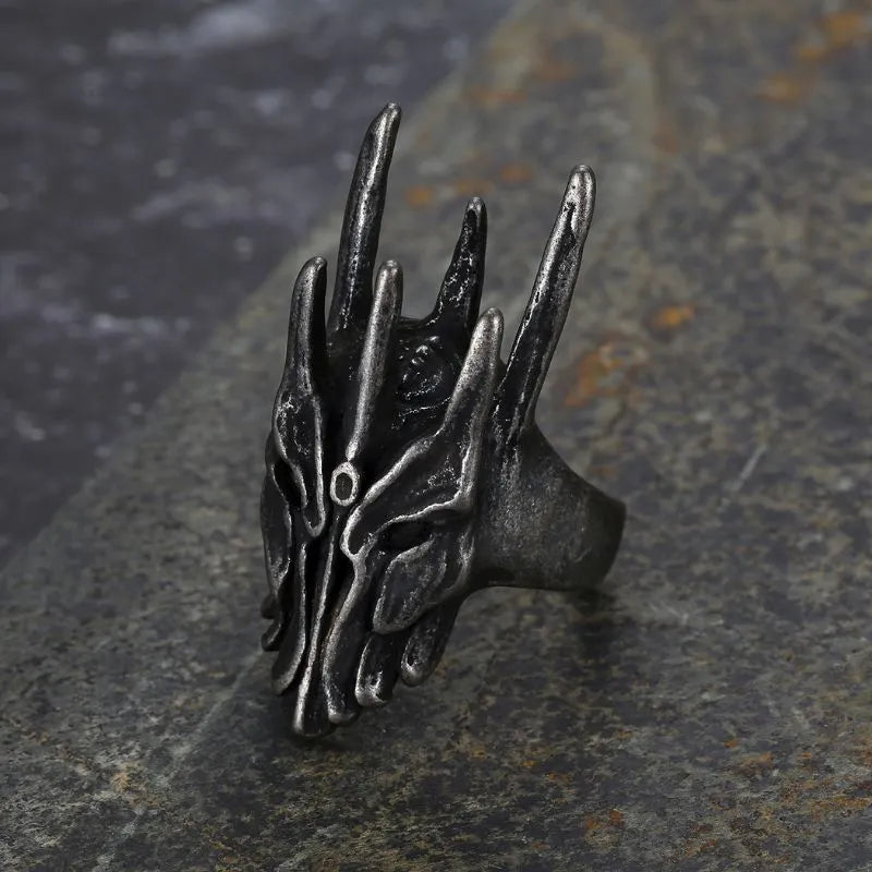 Vintage Brass Knuckles Skull  Sterling Silver Ring