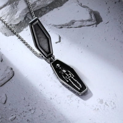 Vintage Coffin Skull Cross Pendant