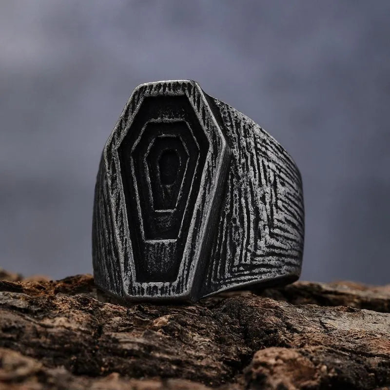 Vintage Coffin  Sterling Silver Ring