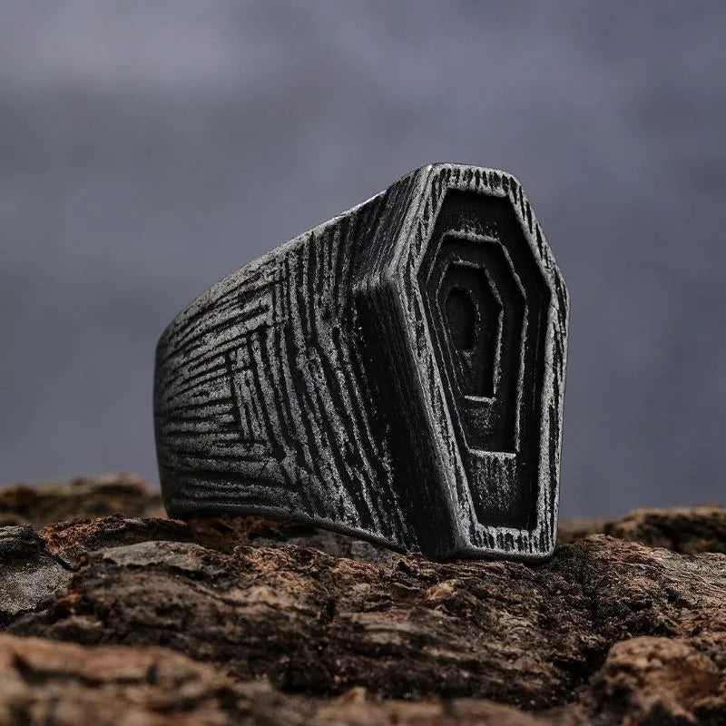 Vintage Coffin  Sterling Silver Ring