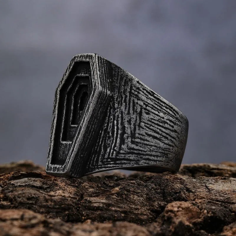 Vintage Coffin  Sterling Silver Ring