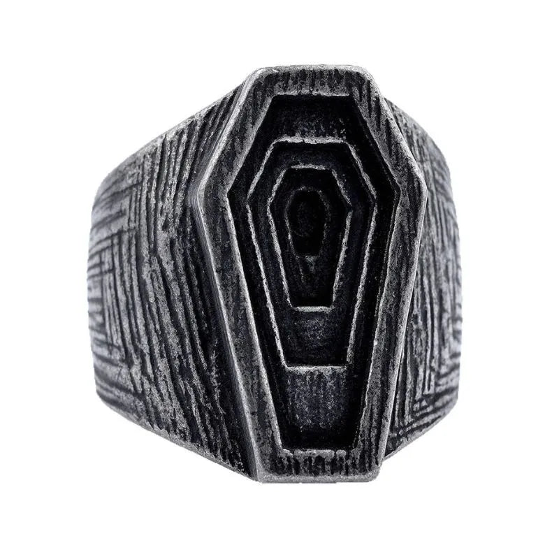 Vintage Coffin  Sterling Silver Ring