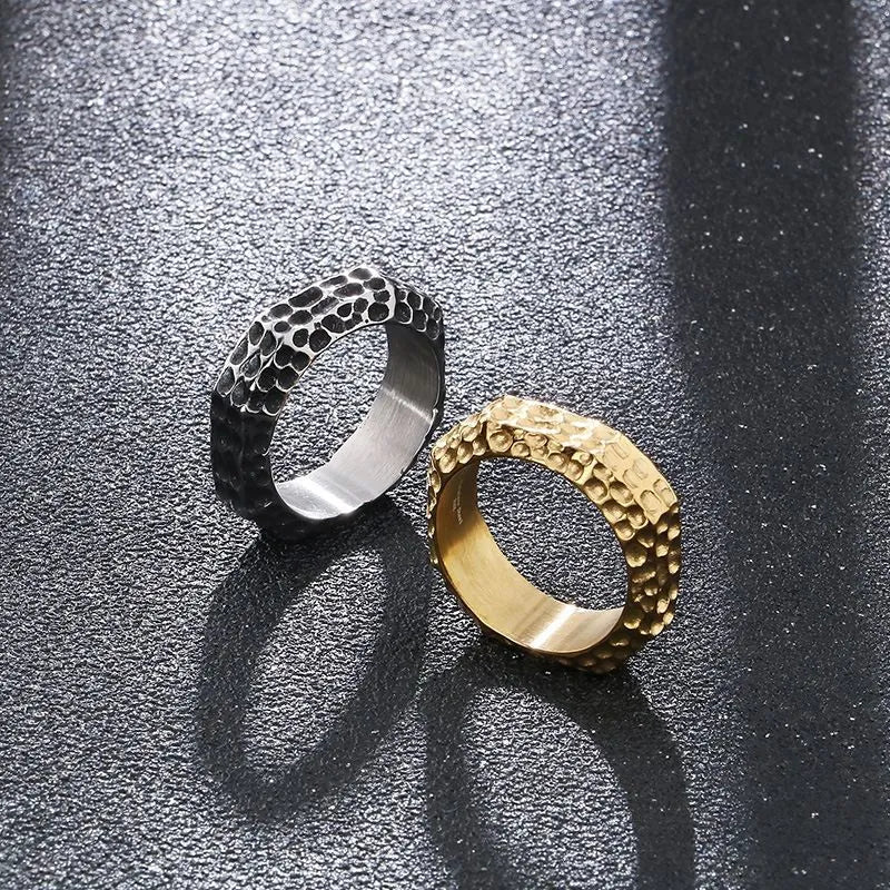 Vintage Concave And Convex Hammer Texture  Sterling Silver Ring