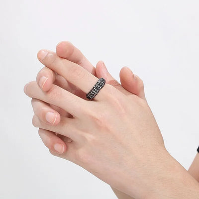 Vintage Concave And Convex Hammer Texture  Sterling Silver Ring